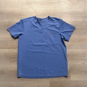 Figs Leon Three-Pocket Scrub Top Ceil Blue (Large)